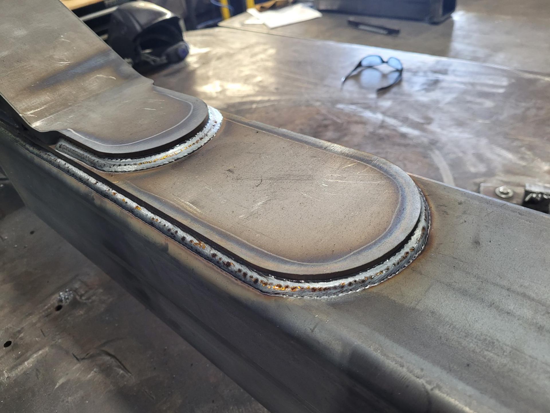 Close-up of precision weld bead detail on steel component